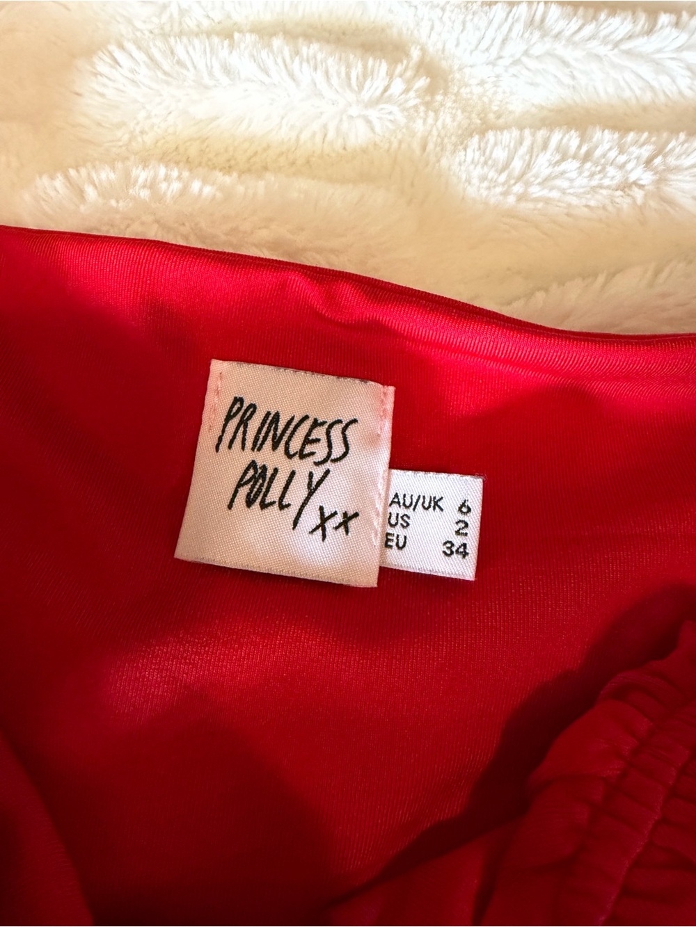 Princess Polly Bright Red Off-Shoulder One-Piece Bodysuit with Tie Front - Picture 2 of 2
